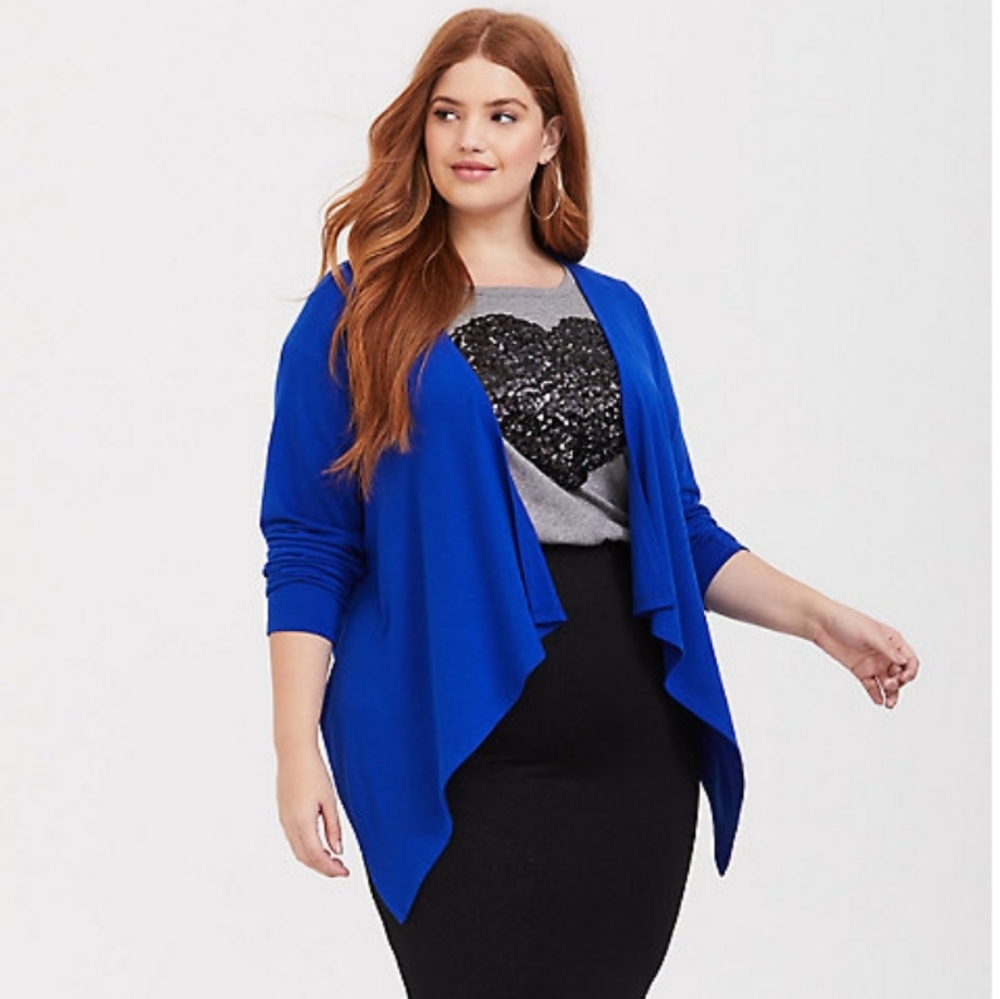 NWT - Torrid Blue Drape Cardigan